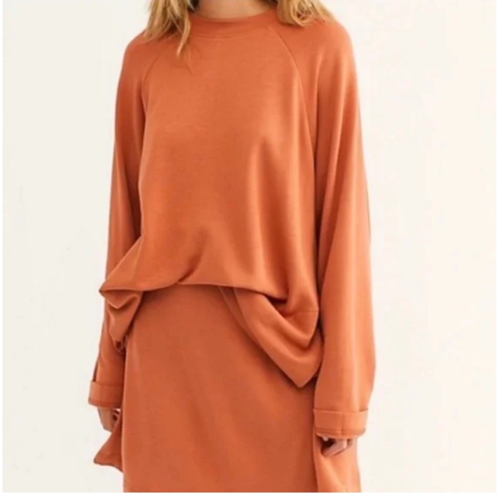 Free People Beach Alexis Oversized Sweat Set Size Large in Rust Color